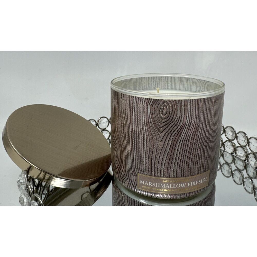 Bath & Body Works White Barn MARSHMALLOW FIRESIDE 14.5 oz 3-Wick Candle New